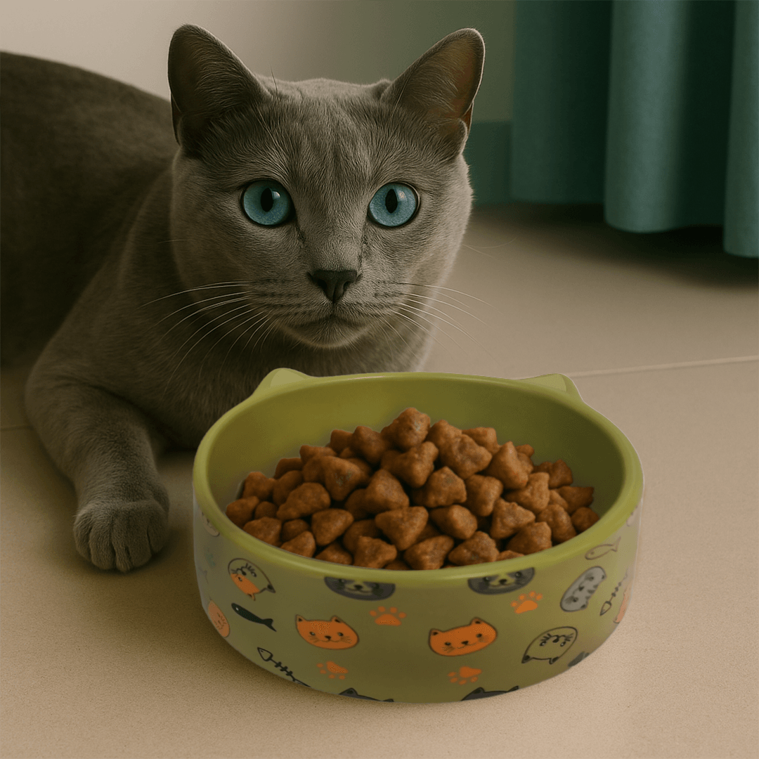 Petcocious 5 Inch Kate Cat Bowl Olive - (Set of 2)