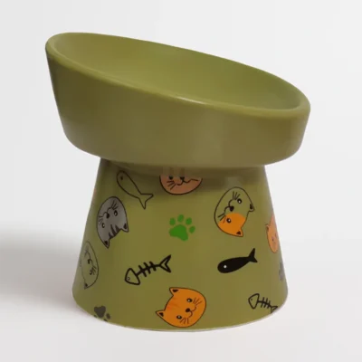 Petcocious 5 Inch Aubrey Elevated Pet Bowl Olive - (Set of 2)